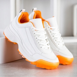 Kylie Modieuze Sneakers wit oranje 2
