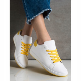 SHELOVET Witte sneakers met eco-leer geel 2