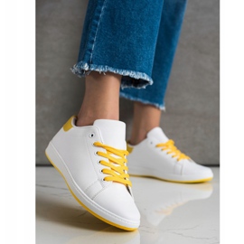 SHELOVET Witte sneakers met eco-leer geel 3