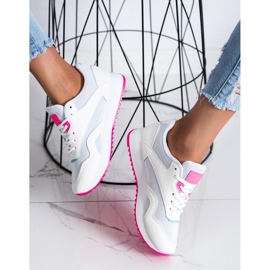 SHELOVET Witte sportschoenen op het platform roze 4