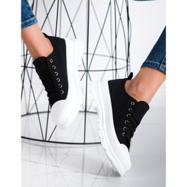 SHELOVET Textiel Mode Sneakers zwart 3