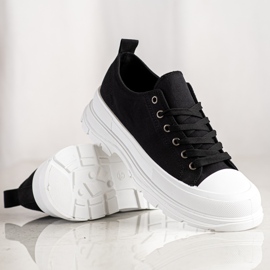 SHELOVET Textiel Mode Sneakers zwart 1