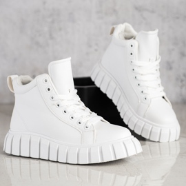 SHELOVET Modieuze witte sneakers met ecoleer 2