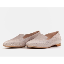 Marco Shoes Beige suède lords ballerina's - paillettenpatroon 3