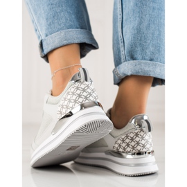 Diamantique Zilveren sneakers met mesh grijs 4