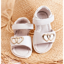 Witte Catia-sandalen met klittenband voor kinderen 2