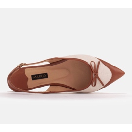 Marco Shoes Sandalen in een combinatie van natuurlijk leer en stof beige 4