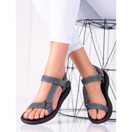 SHELOVET Denim sandalen met klittenband marineblauw veelkleurig 4