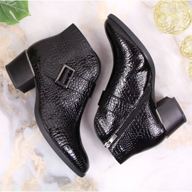 Gelakte laarzen voor dames geïsoleerde zwarte krokodil Vinceza 4