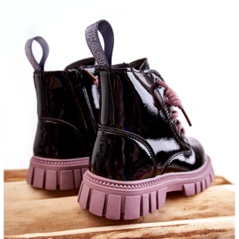 PA1 Gelakte zwarte en violette Heidi warme laarzen 4