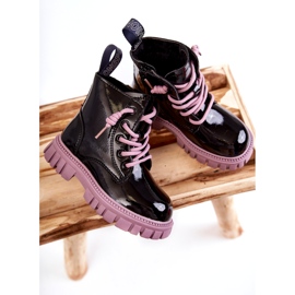 PA1 Gelakte zwarte en violette Heidi warme laarzen 2