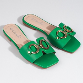 Elegante groene slippers met Shelovet-gesp groente 4