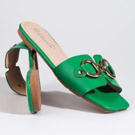 Elegante groene slippers met Shelovet-gesp groente 5