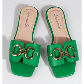 Elegante groene slippers met Shelovet-gesp groente 6
