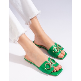Elegante groene slippers met Shelovet-gesp groente 2