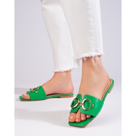 Elegante groene slippers met Shelovet-gesp groente 3