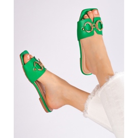Elegante groene slippers met Shelovet-gesp groente 1