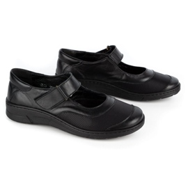 WASAK Leren damesschoenen met klittenband 0580W zwart 3