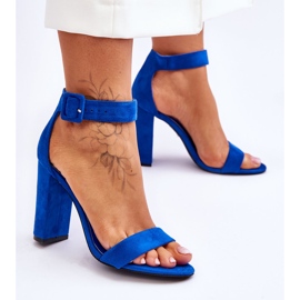 Donkerblauwe Jacqueline suède sandalen met hoge hak 2
