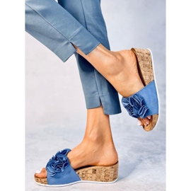 BM Sleehak sandalen met bloemen Peluso Blue blauw 4